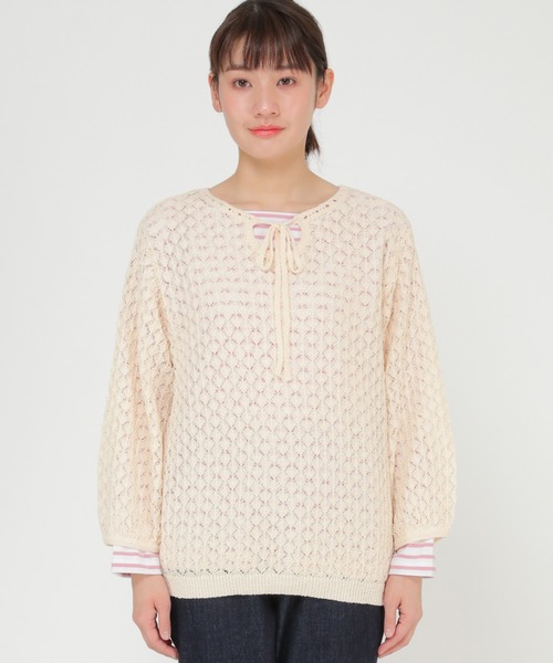 LBC（エルビーシー）の「透かし編みカーデプルオーバー（ニット/セーター・レディース・ホワイト/ベージュ・M）」の17枚目の写真