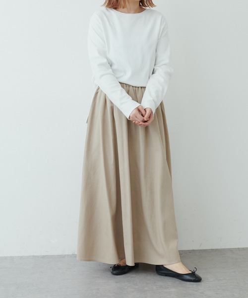 PUAL CE CIN(ピュアルセシン)の「【WEB限定】コットンリネンフレアスカート(スカート・レディース・ブラック/オレンジ/サンドベージュ/モカ/ナチュラル・FREE)」の4枚目の写真