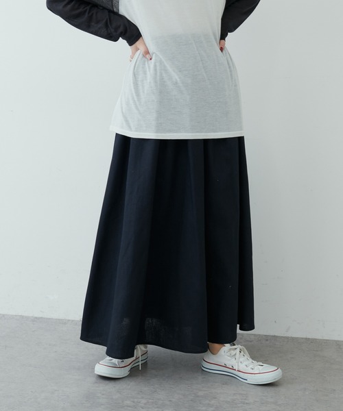 PUAL CE CIN(ピュアルセシン)の「【WEB限定】コットンリネンフレアスカート(スカート・レディース・ブラック/オレンジ/サンドベージュ/モカ/ナチュラル・FREE)」の17枚目の写真
