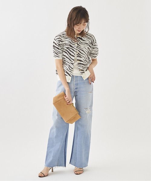 plage（プラージュ）の「W JACQUARD カーディガン◆（カーディガン/ボレロ・レディース・ホワイト/グレー・FREE）」の4枚目の写真