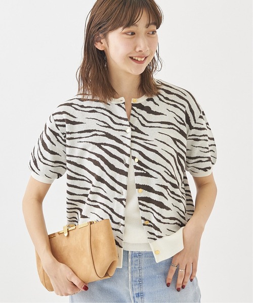 plage（プラージュ）の「W JACQUARD カーディガン◆（カーディガン/ボレロ・レディース・ホワイト/グレー・FREE）」の6枚目の写真