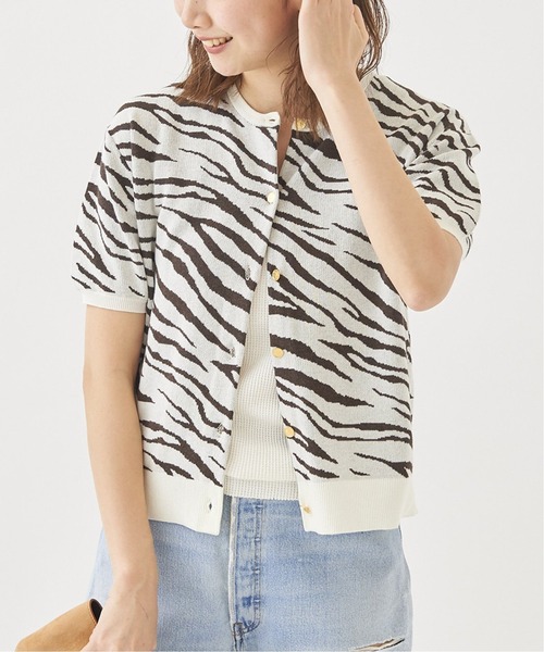 plage（プラージュ）の「W JACQUARD カーディガン◆（カーディガン/ボレロ・レディース・ホワイト/グレー・FREE）」の9枚目の写真