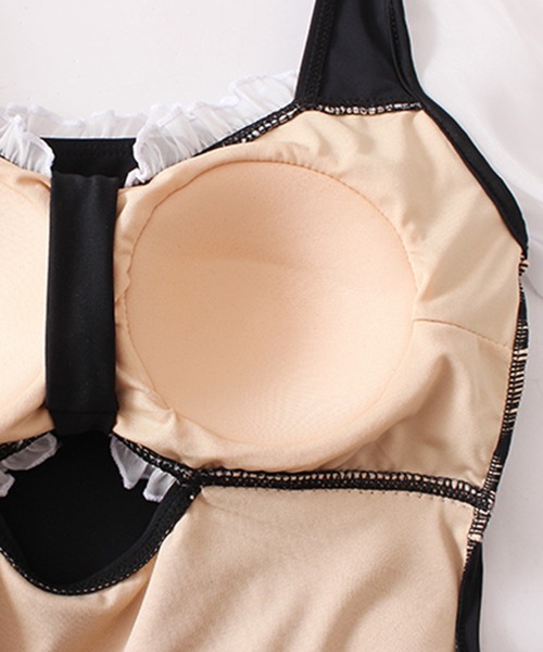 レディース水着 シアーマムルーク袖のレトロワンピ風フリルオールインワンスイムウェア（水着）｜TeddyShop（テディショップ）