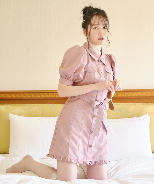 TITTY&CO.（ティティーアンドコー）の「【TITTY&CO.】ボリュームスリーブミニワンピース（ワンピース・レディース・インディゴブルー/ブラック/ピンク・MEDIUM/SMALL）」の9枚目の写真