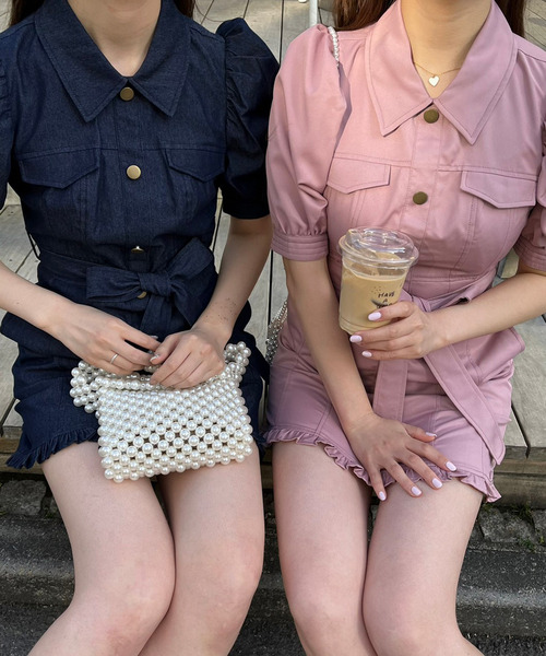 TITTY&CO.（ティティーアンドコー）の「【TITTY&CO.】ボリュームスリーブミニワンピース（ワンピース・レディース・インディゴブルー/ブラック/ピンク・MEDIUM/SMALL）」の11枚目の写真