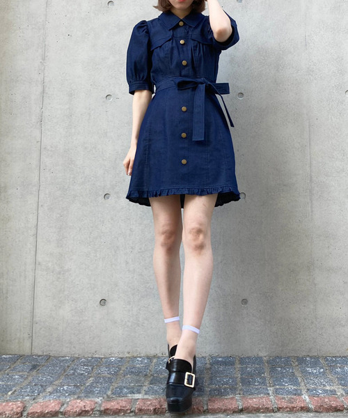 TITTY&CO.（ティティーアンドコー）の「【TITTY&CO.】ボリュームスリーブミニワンピース（ワンピース・レディース・インディゴブルー/ブラック/ピンク・MEDIUM/SMALL）」の18枚目の写真