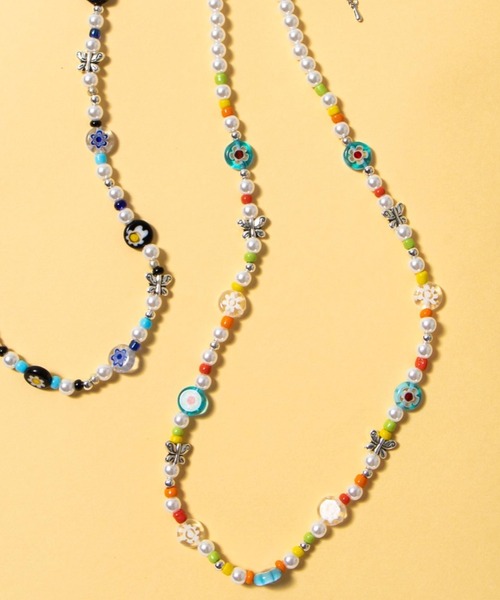 WEGO（ウィゴー）の「WEGO/フラワービーズミックスネックレス（ネックレス・レディース・ブルー/その他1/ブラック・FREE）」の6枚目の写真