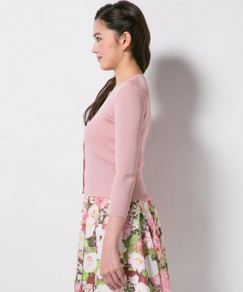 トッカ シルクリブ カーディガン 水色 ドットボタン ニットカーディガン