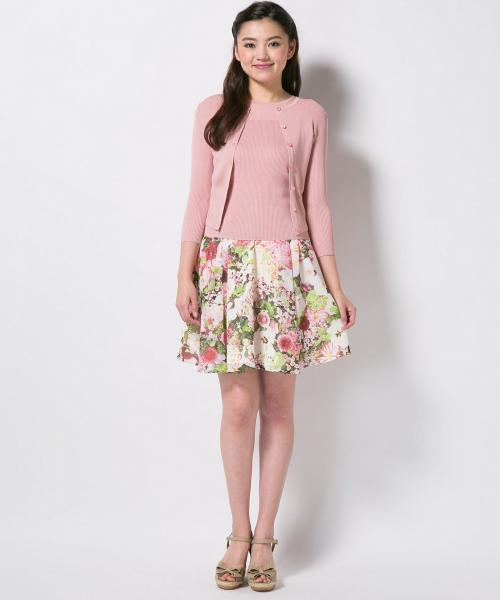 トッカ シルクリブ カーディガン 水色 ドットボタン ニットカーディガン