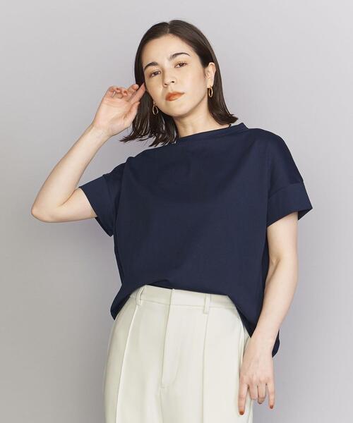 handvaerk(ハンドバーク)の「<handvaerk>ボトルネック ショートスリーブ カットソー(Tシャツ/カットソー・レディース・ナチュラル/ライトブルー/ネイビー・S)」の3枚目の写真