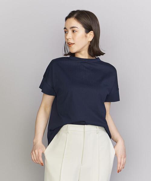 handvaerk(ハンドバーク)の「<handvaerk>ボトルネック ショートスリーブ カットソー(Tシャツ/カットソー・レディース・ナチュラル/ライトブルー/ネイビー・S)」の9枚目の写真