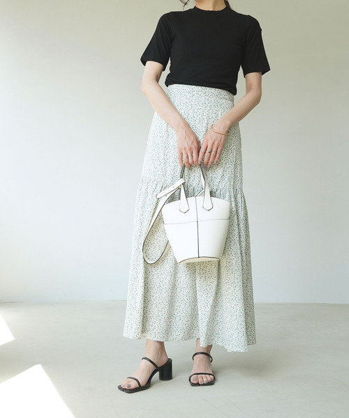 IAMUSE（アイアミューズ）の「【長め袖が二の腕を華奢見せ】テレコリブクルーネック半袖Tシャツ S0440【IAMUSE】（Tシャツ/カットソー・レディース・ブラック/アイボリー/モカ/グリーン系その他/モスグリーン/グレイッシュベージュ・FREE）」の7枚目の写真