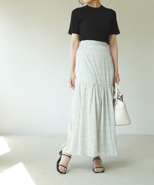 IAMUSE（アイアミューズ）の「【長め袖が二の腕を華奢見せ】テレコリブクルーネック半袖Tシャツ S0440【IAMUSE】（Tシャツ/カットソー・レディース・ブラック/アイボリー/モカ/グリーン系その他/モスグリーン/グレイッシュベージュ・FREE）」の9枚目の写真