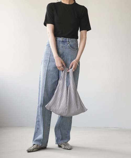 IAMUSE（アイアミューズ）の「【長め袖が二の腕を華奢見せ】テレコリブクルーネック半袖Tシャツ S0440【IAMUSE】（Tシャツ/カットソー・レディース・ブラック/アイボリー/モカ/グリーン系その他/モスグリーン/グレイッシュベージュ・FREE）」の14枚目の写真