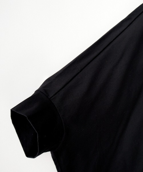 お値下げ【ミズイロインド】ブラック半袖 カットソー ミズイロインド カラー付き 半袖 カットソー Tシャツ 黒 日本製