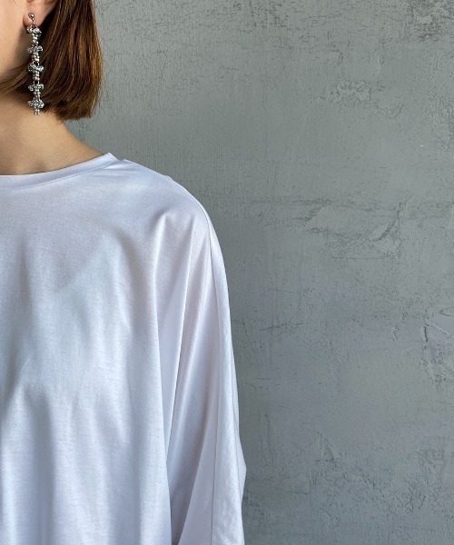 mizuiroind（ミズイロインド）の「[mizuiro ind/ミズイロインド] ワイドシルエットコクーンTシャツ（Tシャツ/カットソー・レディース・ブラック/オフホワイト/ダークグレー・F）」の14枚目の写真