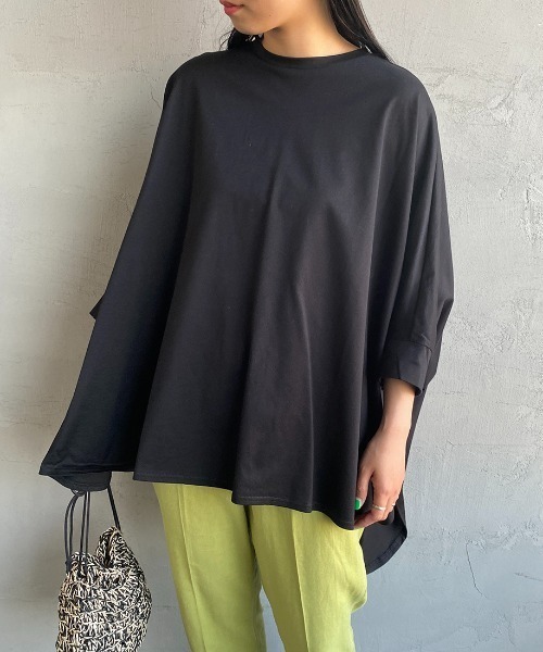 mizuiroind（ミズイロインド）の「[mizuiro ind/ミズイロインド] ワイドシルエットコクーンTシャツ（Tシャツ/カットソー・レディース・ブラック/オフホワイト/ダークグレー・F）」の17枚目の写真