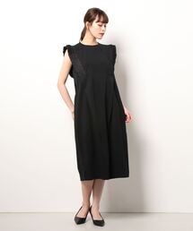 【新品タグ付】マリリンムーン ハーフスリーブタックフリルコクーンドレス 新品タグ付】マリリンムーン ハーフスリーブタックフリル