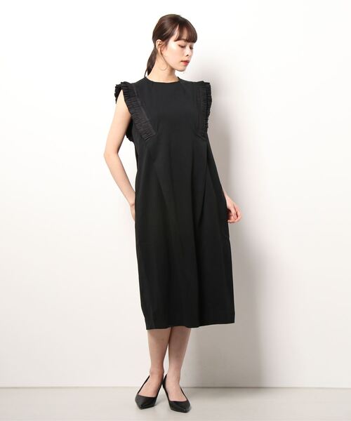 【新品タグ付】マリリンムーン ハーフスリーブタックフリルコクーンドレス Marilyn Moon（マリリンムーン）の「タックフリルスリーブ