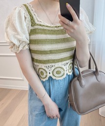 PairPair | かぎ針編み刺繍トップス(Tシャツ/カットソー)