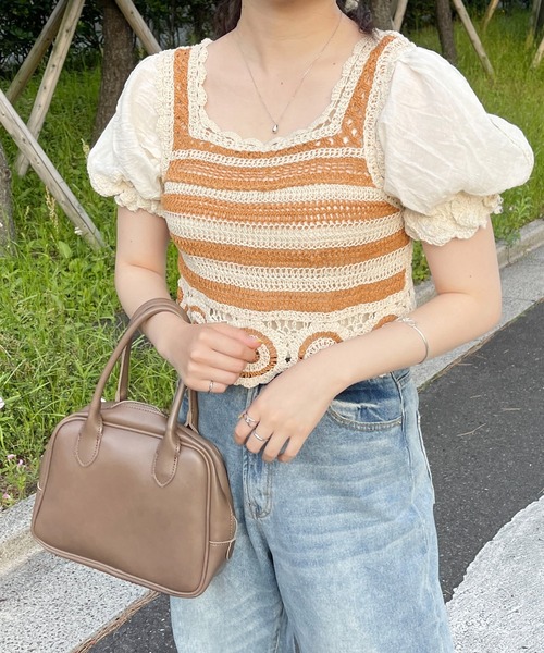 PairPair（ペアペア）の「かぎ針編み刺繍トップス（Tシャツ/カットソー・レディース・ライム/オレンジ・フリー）」の8枚目の写真