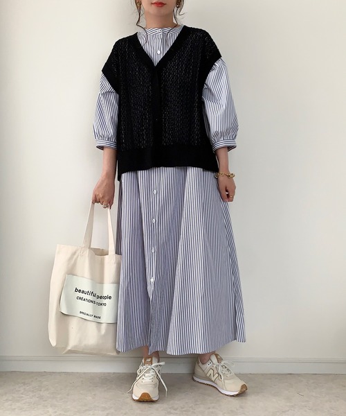 Re:EDIT by maiko(リエディバイマイコ)の「麻タッチレース編みニットベスト(ベスト・レディース・ブラック/ベージュ/アイボリー・MEDIUM/LARGE)」の17枚目の写真