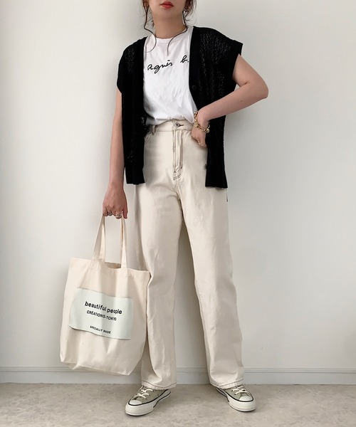 Re:EDIT by maiko(リエディバイマイコ)の「麻タッチレース編みニットベスト(ベスト・レディース・ブラック/ベージュ/アイボリー・MEDIUM/LARGE)」の21枚目の写真