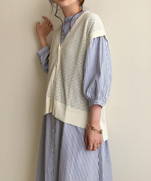 Re:EDIT by maiko(リエディバイマイコ)の「麻タッチレース編みニットベスト(ベスト・レディース・ブラック/ベージュ/アイボリー・MEDIUM/LARGE)」の18枚目の写真