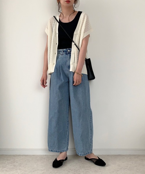 Re:EDIT by maiko(リエディバイマイコ)の「麻タッチレース編みニットベスト(ベスト・レディース・ブラック/ベージュ/アイボリー・MEDIUM/LARGE)」の9枚目の写真