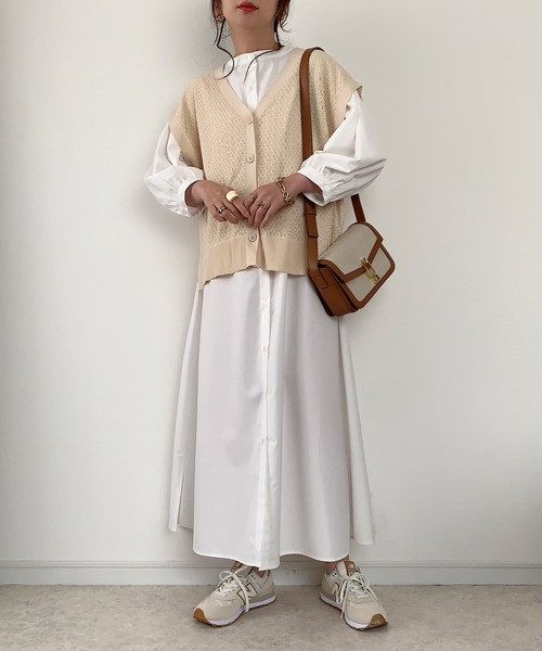 Re:EDIT by maiko(リエディバイマイコ)の「麻タッチレース編みニットベスト(ベスト・レディース・ブラック/ベージュ/アイボリー・MEDIUM/LARGE)」の12枚目の写真