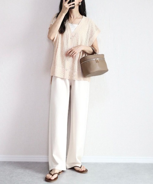 Re:EDIT by maiko(リエディバイマイコ)の「麻タッチレース編みニットベスト(ベスト・レディース・ブラック/ベージュ/アイボリー・MEDIUM/LARGE)」の7枚目の写真