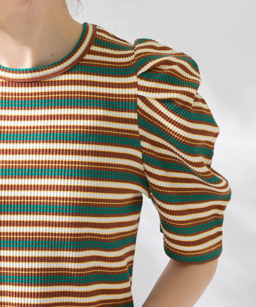 KBF（ケイビーエフ）の「パフスリーブカットソー（Tシャツ/カットソー・レディース・アイボリー/ホワイト系その他/ブラウン系その他/ブラック・ONE）」の17枚目の写真