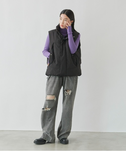 Auntie Rosa Holiday（アンティローザホリデー）の「中綿スタンドベスト（ダウンベスト・レディース・ブラック/ベージュ・FREE）」の11枚目の写真