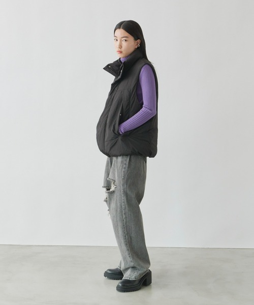 Auntie Rosa Holiday（アンティローザホリデー）の「中綿スタンドベスト（ダウンベスト・レディース・ブラック/ベージュ・FREE）」の15枚目の写真