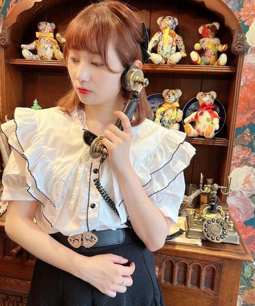 paravion(パラビオン)の「Wフリルブラウス(シャツ/ブラウス・レディース・ブルー/オフホワイト・ONESIZE)」の1枚目の写真