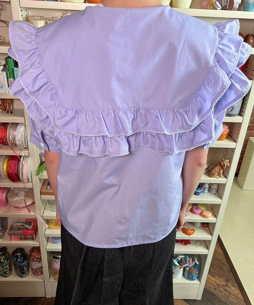 paravion(パラビオン)の「Wフリルブラウス(シャツ/ブラウス・レディース・ブルー/オフホワイト・ONESIZE)」の6枚目の写真