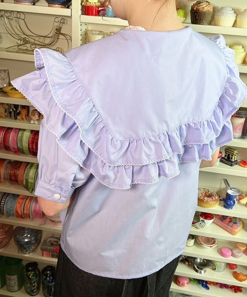 paravion(パラビオン)の「Wフリルブラウス(シャツ/ブラウス・レディース・ブルー/オフホワイト・ONESIZE)」の9枚目の写真