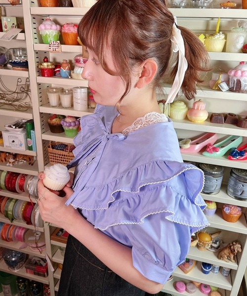 paravion(パラビオン)の「Wフリルブラウス(シャツ/ブラウス・レディース・ブルー/オフホワイト・ONESIZE)」の10枚目の写真