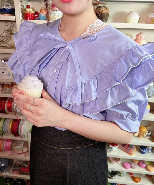 paravion(パラビオン)の「Wフリルブラウス(シャツ/ブラウス・レディース・ブルー/オフホワイト・ONESIZE)」の12枚目の写真