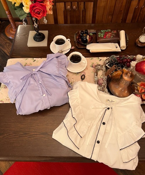 paravion(パラビオン)の「Wフリルブラウス(シャツ/ブラウス・レディース・ブルー/オフホワイト・ONESIZE)」の18枚目の写真