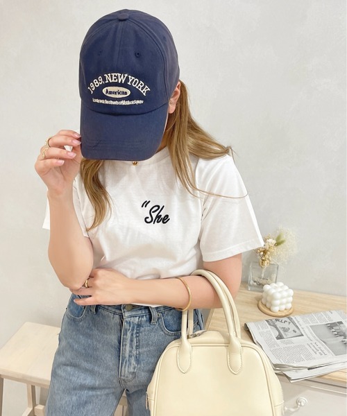 apres jour（アプレジュール）の「ロゴ刺繍Tシャツ【ZOZOTOWN限定アイテム】（Tシャツ/カットソー・レディース・ライトピンク/ブラック/アイボリー/オフホワイト・X-LARGE/フリー）」の5枚目の写真