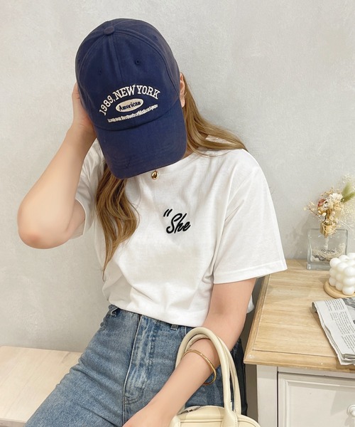 apres jour（アプレジュール）の「ロゴ刺繍Tシャツ【ZOZOTOWN限定アイテム】（Tシャツ/カットソー・レディース・ライトピンク/ブラック/アイボリー/オフホワイト・X-LARGE/フリー）」の9枚目の写真