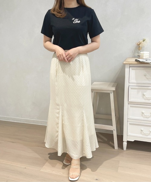 apres jour（アプレジュール）の「ロゴ刺繍Tシャツ【ZOZOTOWN限定アイテム】（Tシャツ/カットソー・レディース・ライトピンク/ブラック/アイボリー/オフホワイト・X-LARGE/フリー）」の19枚目の写真