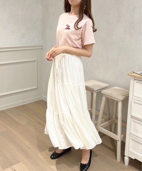 apres jour（アプレジュール）の「ロゴ刺繍Tシャツ【ZOZOTOWN限定アイテム】（Tシャツ/カットソー・レディース・ライトピンク/ブラック/アイボリー/オフホワイト・X-LARGE/フリー）」の16枚目の写真