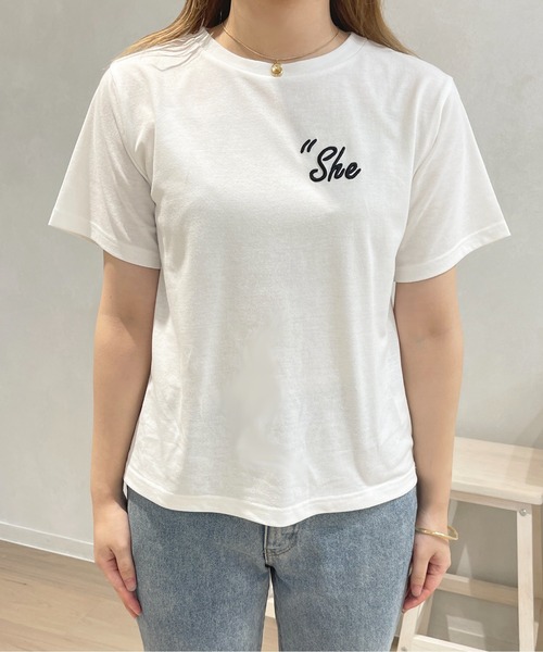 apres jour（アプレジュール）の「ロゴ刺繍Tシャツ【ZOZOTOWN限定アイテム】（Tシャツ/カットソー・レディース・ライトピンク/ブラック/アイボリー/オフホワイト・X-LARGE/フリー）」の20枚目の写真