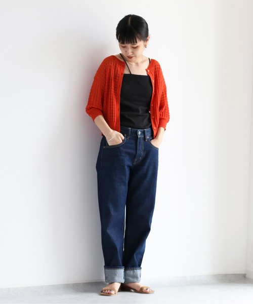 cepo（セポ）の「シアーワッフルニットカーディガン（カーディガン/ボレロ・レディース・ブラック/レッド/オフホワイト/グリーン・M）」の4枚目の写真