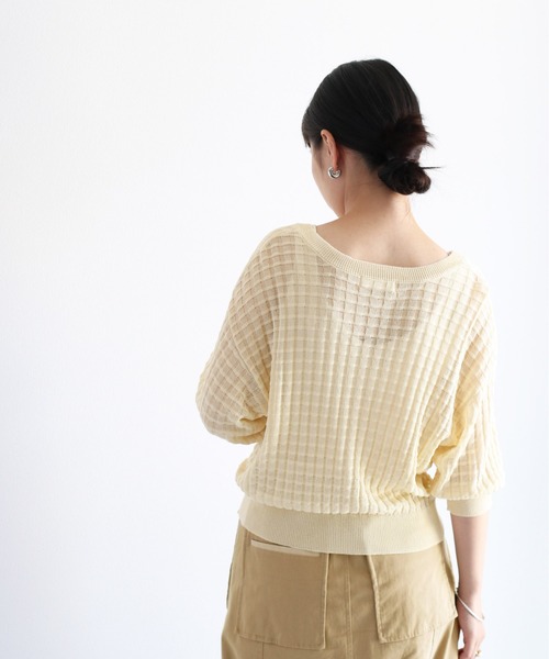 cepo（セポ）の「シアーワッフルニットカーディガン（カーディガン/ボレロ・レディース・ブラック/レッド/オフホワイト/グリーン・M）」の15枚目の写真