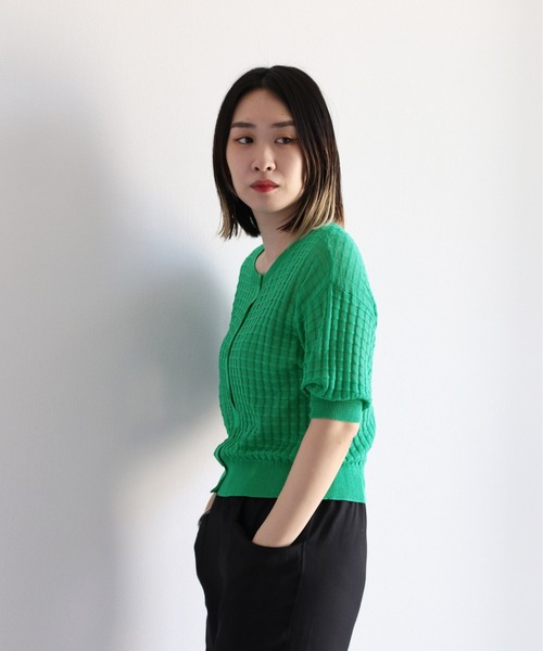 cepo（セポ）の「シアーワッフルニットカーディガン（カーディガン/ボレロ・レディース・ブラック/レッド/オフホワイト/グリーン・M）」の17枚目の写真