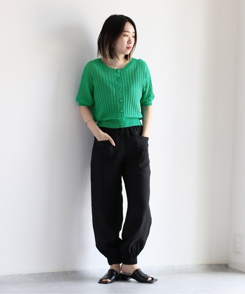 cepo（セポ）の「シアーワッフルニットカーディガン（カーディガン/ボレロ・レディース・ブラック/レッド/オフホワイト/グリーン・M）」の20枚目の写真