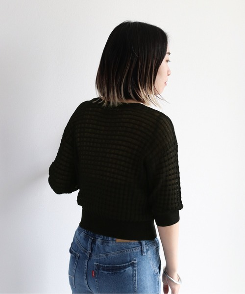 cepo（セポ）の「シアーワッフルニットカーディガン（カーディガン/ボレロ・レディース・ブラック/レッド/オフホワイト/グリーン・M）」の13枚目の写真